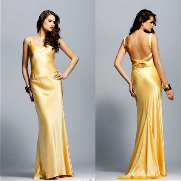 yellow silky dress